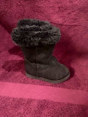 Cat & Jack Black Faux-Fur Cuff Kids Boots
